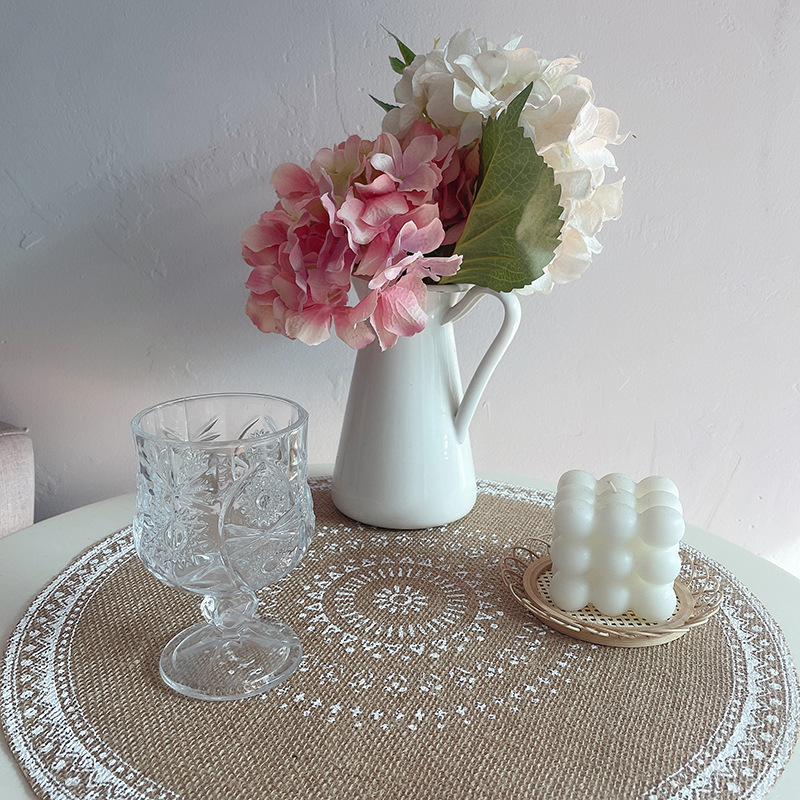 ins round jute placemat home decoration tea coasters anti slip table mat with macrame