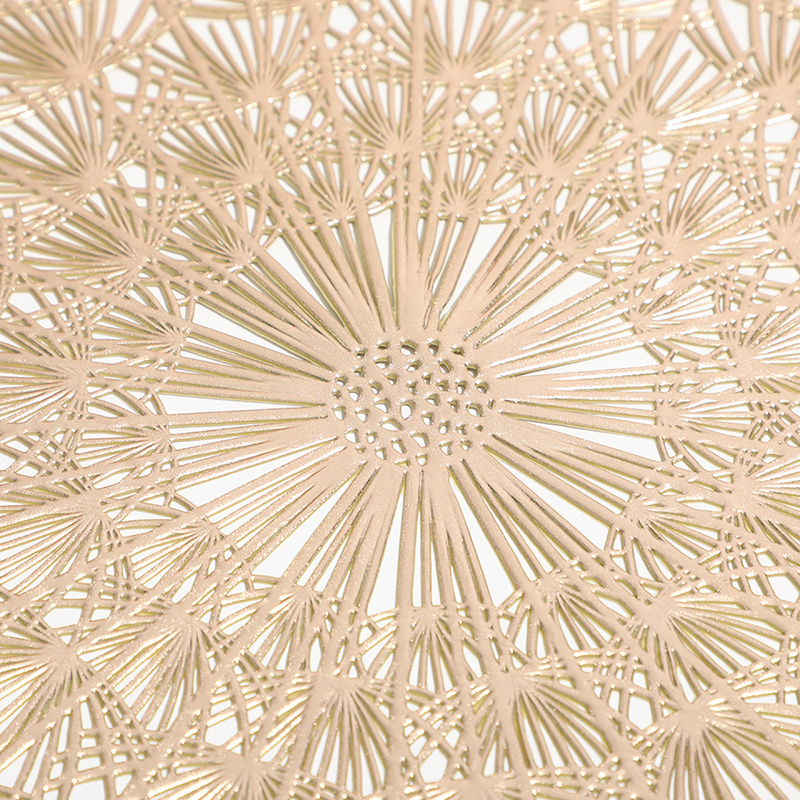 Dandelion round wedding pressed vinyl placemat  polyester metallic gold placemats  table decorative crafts