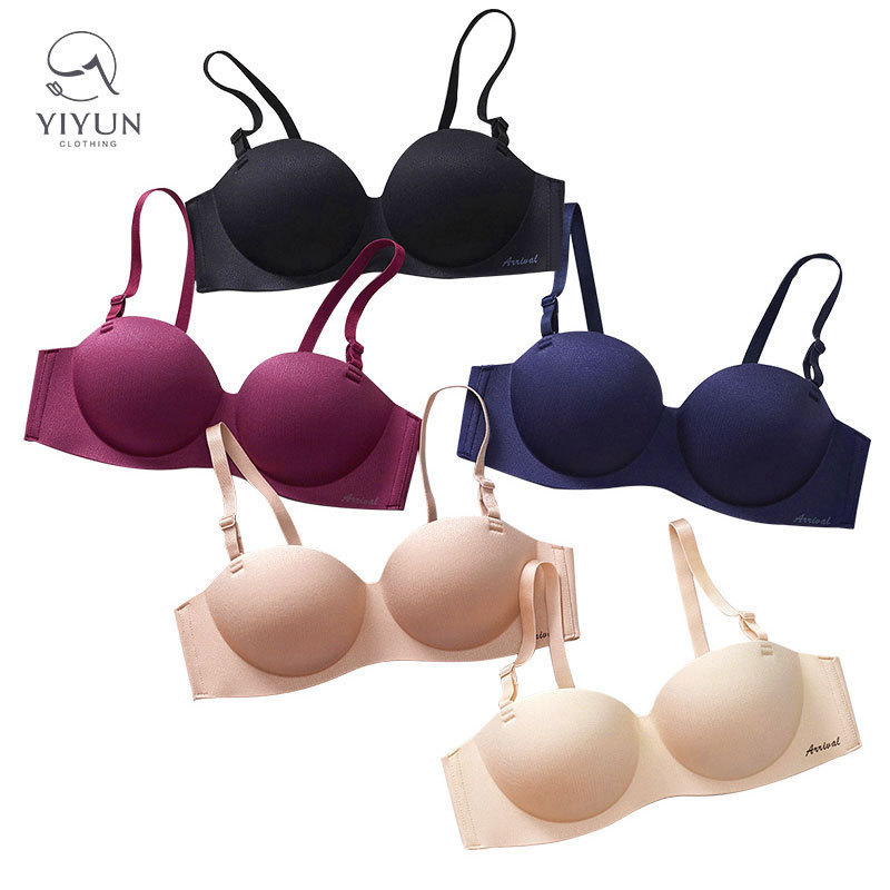 YIYUN Seamless High Quality Push Up No Wire Brassiere Bras Sexy Thin Clothes Small Breasts Sleep Bra Lingerie Set For Women