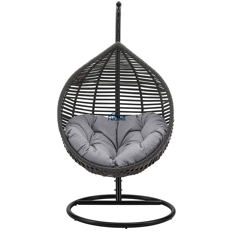 The factory provides outdoor and indoor rattan swing egg chairs, folding hanging chairs with brackets, cushions, and pillows