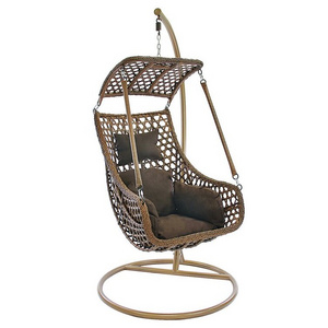 new design single seater garden furniture Plastic rattan courtyard swing furniture hanging chair with bracket