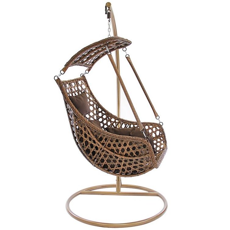 new design single seater garden furniture Plastic rattan courtyard swing furniture hanging chair with bracket