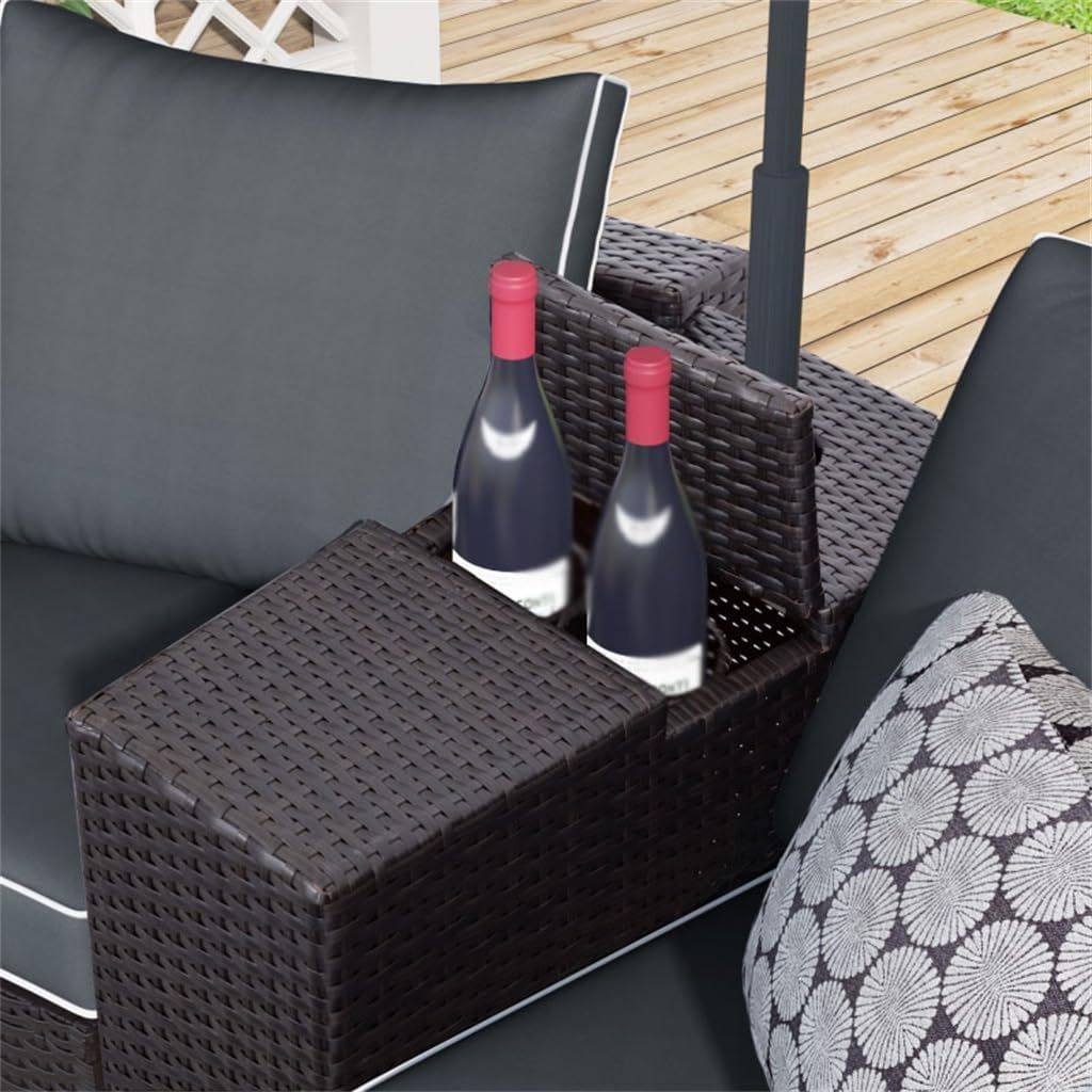 Pieces Outdoor Sectional Half Round Patio Rattan Sofa Set