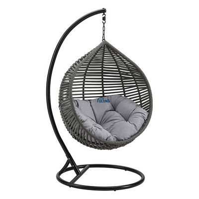 Factory Wholesale Grey Outdoor Patio Wicker Vine Teardrop Swing Chair