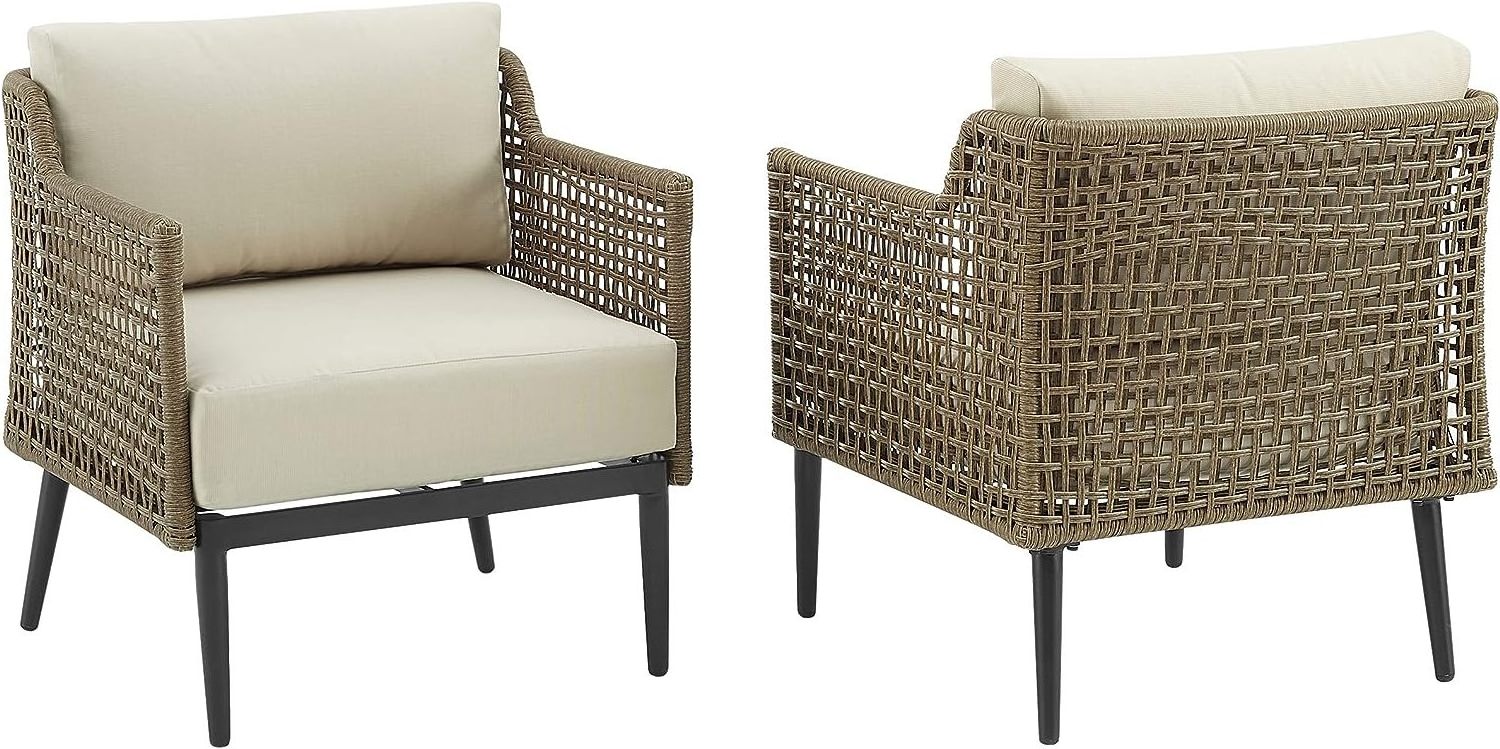 Outdoor Wicker Arm Chair With Open Basket-weave Design PE Rattan Patio Furniture