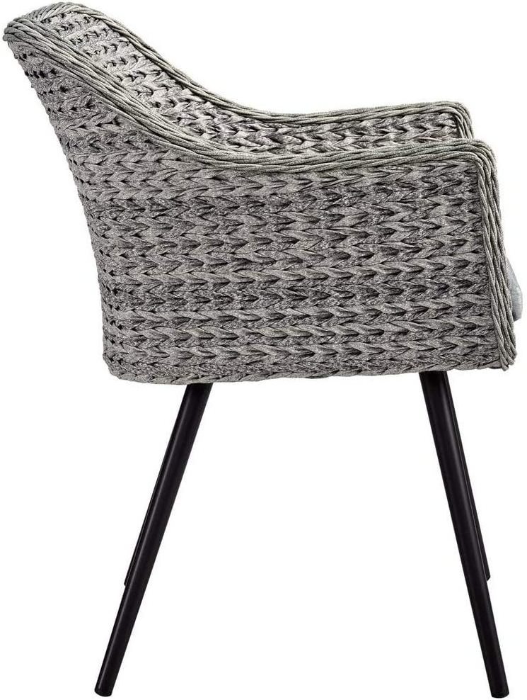 Wicker rattan aluminum outdoor courtyard dining chair with grey cushion