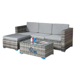 All weather sofa outdoor 3-seater patio sofa set injection resin plastic wicker rattan looking garden sofas outdoor furniture