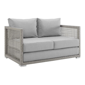 Two Seater Sofa Contemporary Design All Weather PE Rattan Woven Outdoor Patio Garden Seat