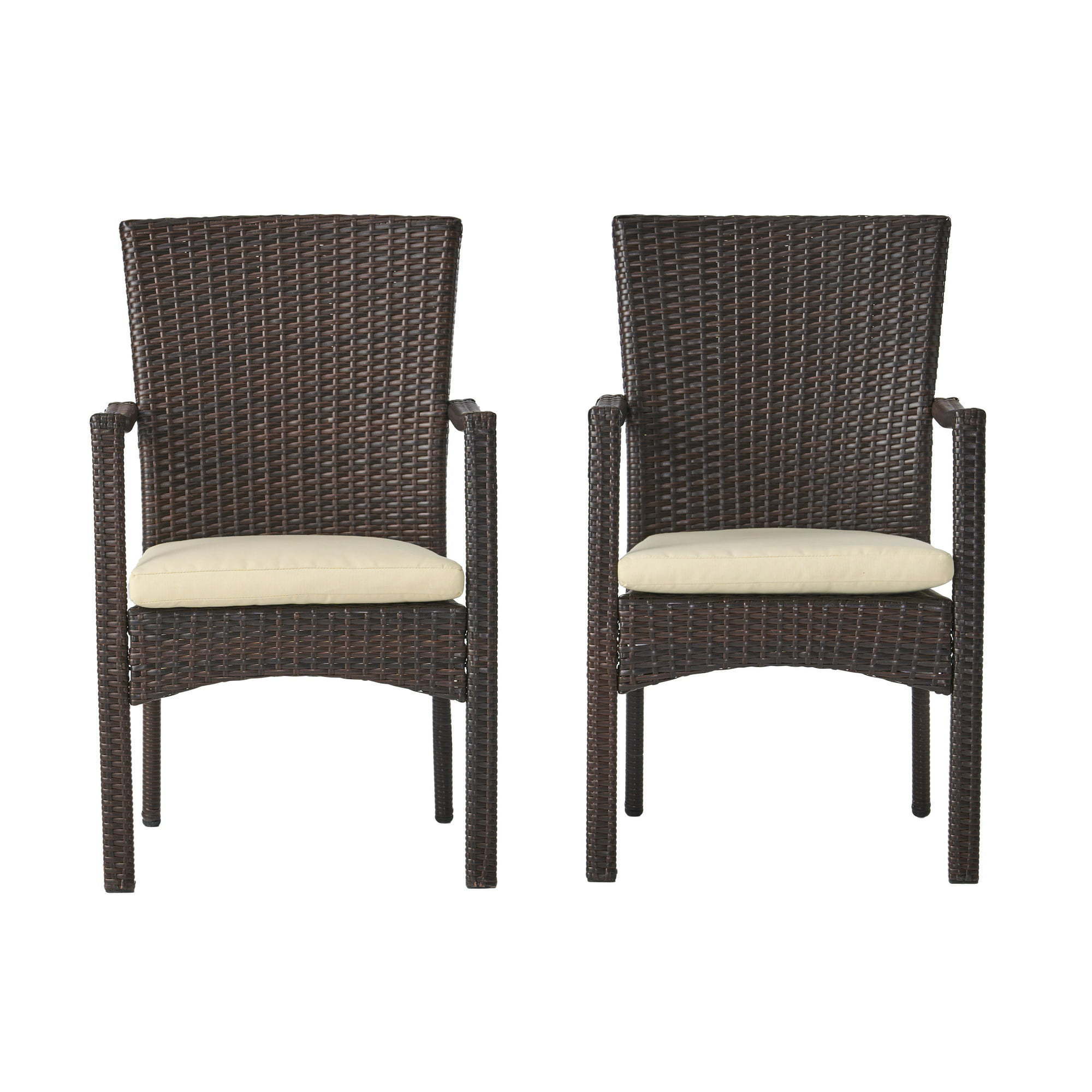 Outdoor Contemporary Multibrown Wicker Dining Chair (Set of 2) Outdoor Garden Furniture Set