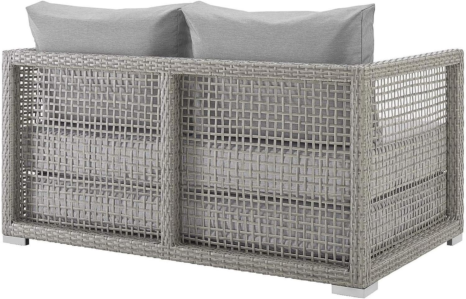 Two Seater Sofa Contemporary Design All Weather PE Rattan Woven Outdoor Patio Garden Seat