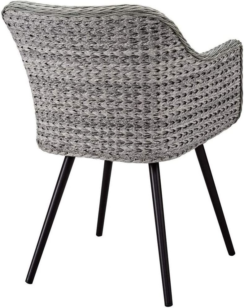 Wicker rattan aluminum outdoor courtyard dining chair with grey cushion