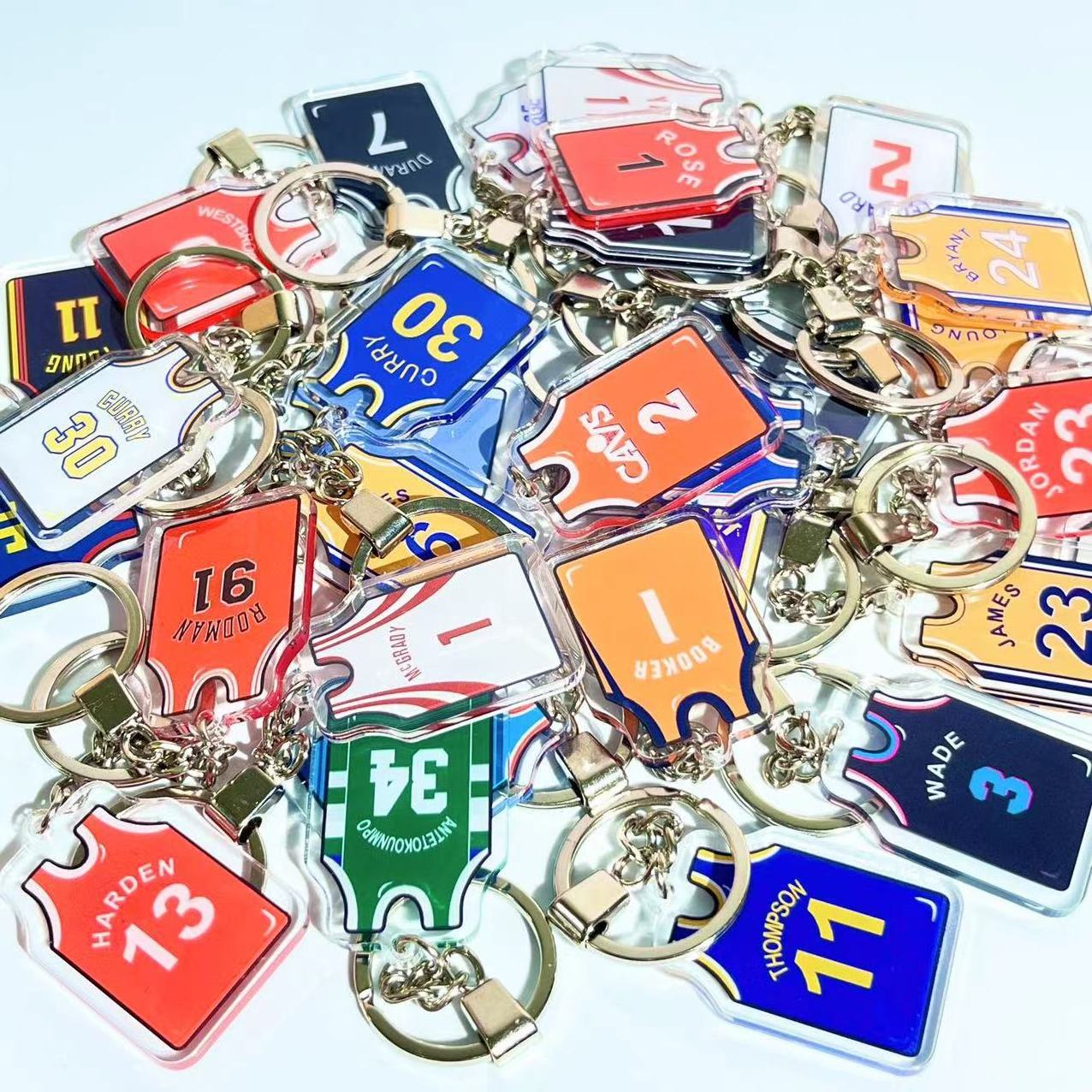 Wholesale 3D PVC Basketball Team T-shirt Jersey Sport Basketball Keychain Star Kobe Lake Team Keychain Soccer Jersey Keychain