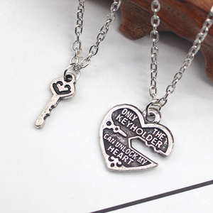 High Quality Hiphop chains Punk Stainless Steel Padlock Key Necklace Men Rock Heart Lock With Key Trendy Necklaces