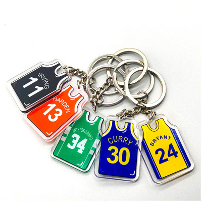 Wholesale 3D PVC Basketball Team T-shirt Jersey Sport Basketball Keychain Star Kobe Lake Team Keychain Soccer Jersey Keychain