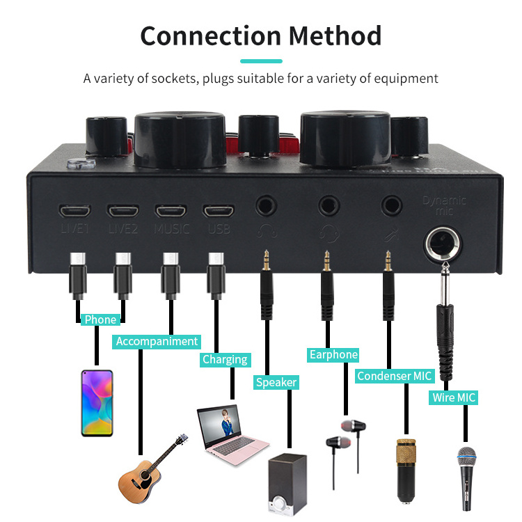 2024 VIMI New Arrival V8 Live Streaming Recording Audio Sound Card