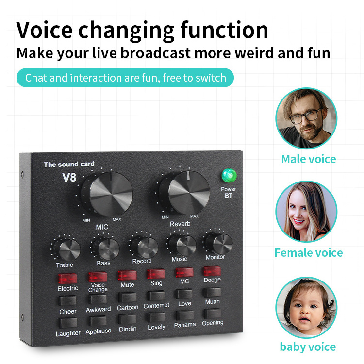 2024 VIMI New Arrival V8 Live Streaming Recording Audio Sound Card