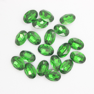 Loose Gemstones Green Color Oval Shape 4*6mm Glass Synthetic Stones for DIY Jewelry