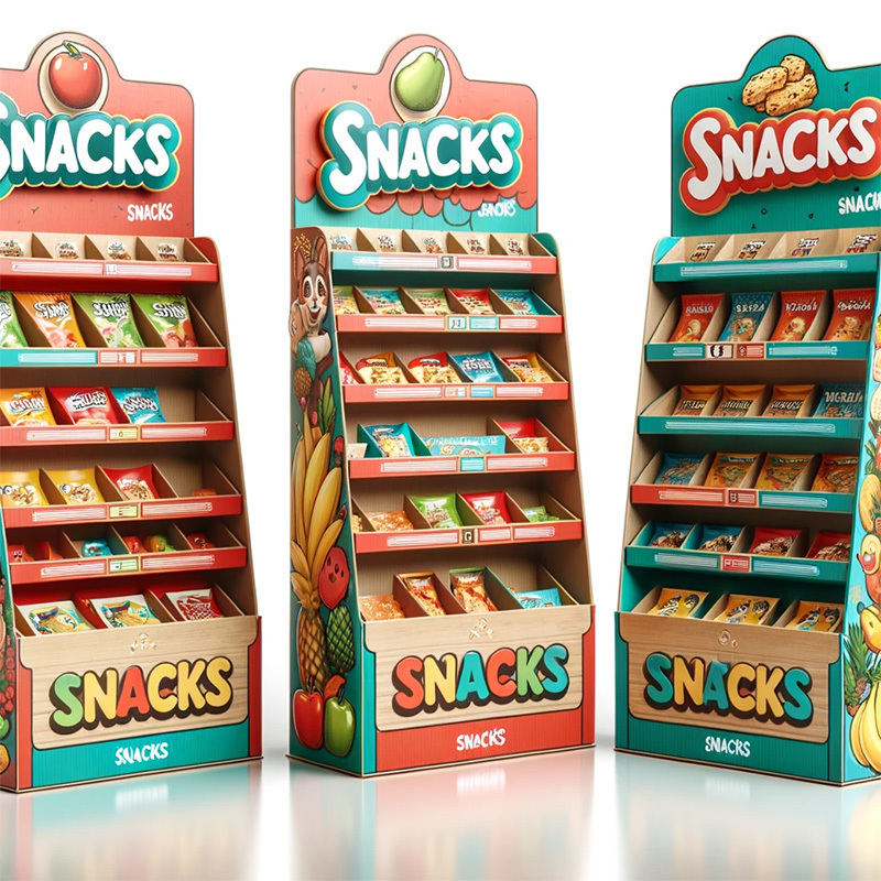 New Product Snacks Honey Stand Candy Shelves Nuts Bread Cardboard Display Stand For Potato Chips