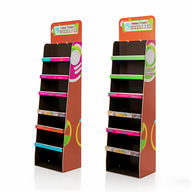 Custom Logo Retail Promotion 4 Tiered White Floor Unit Stackable Shelf Spice Cardboard Display Stand