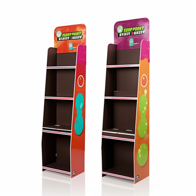 Custom Logo Retail Promotion 4 Tiered White Floor Unit Stackable Shelf Spice Cardboard Display Stand