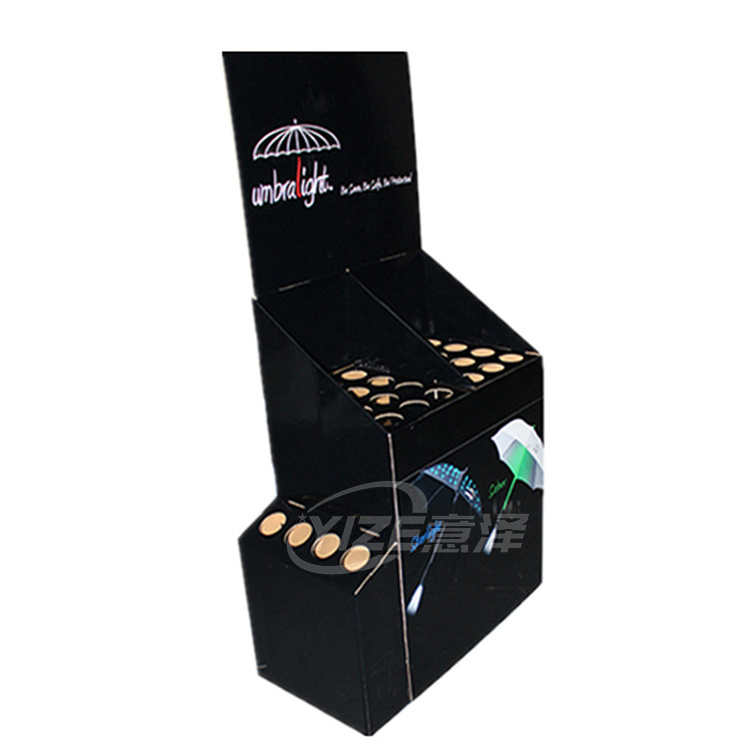 Retail Corrugated Paper Display Pop Cardboard Display Standing Unit For Umbrella