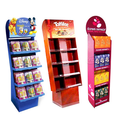 Supermarket Corrugated Paper Pop Chocolate Cardboard Floor Standing Display Rack Shelves Retail Food Snacks Cardboard Display