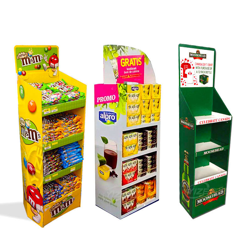 Custom print paper rack carton stand display retail pop cardboard chocolate candy food cardboard pallet display stand