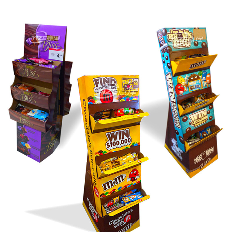 Custom print paper rack carton stand display retail pop cardboard chocolate candy food cardboard pallet display stand