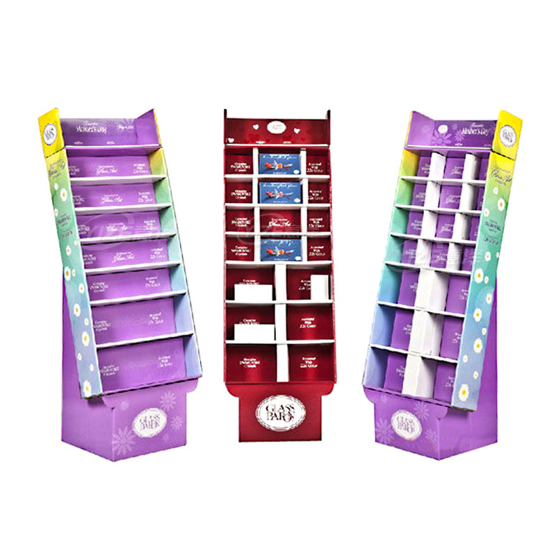 Supermarket Corrugated Paper Pop Chocolate Cardboard Floor Standing Display Rack Shelves Retail Food Snacks Cardboard Display