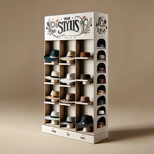 Custom Cardboard Hat Display Shelves, Shop Storage End Cap Baseball Hat Retail Display Stand