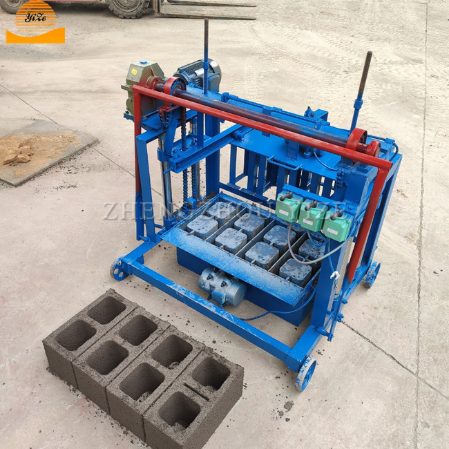 Automatic self-lifting cement paver brick making machinery solid sand concrete block making machine mobile  hollow brick maker