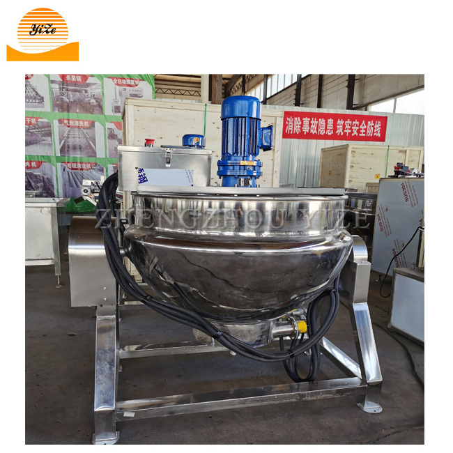 Industrial cooking vat for sauce electric kettle pot steam cooking pot with mixer for food jacketed pot