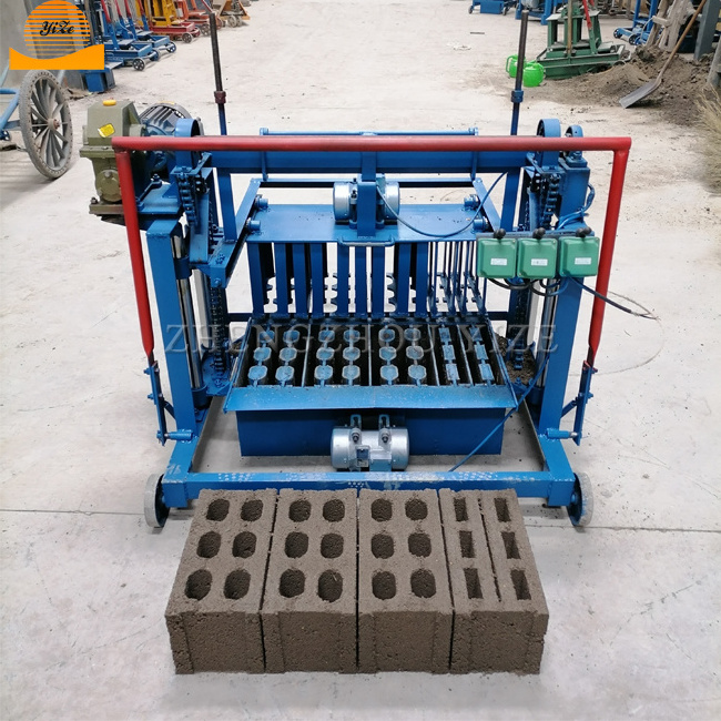 Automatic self-lifting cement paver brick making machinery solid sand concrete block making machine mobile  hollow brick maker