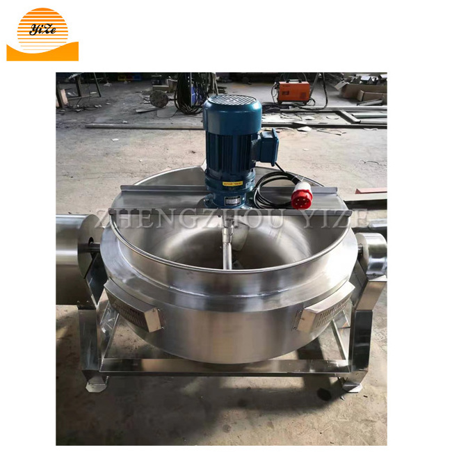 Industrial cooking vat for sauce electric kettle pot steam cooking pot with mixer for food jacketed pot