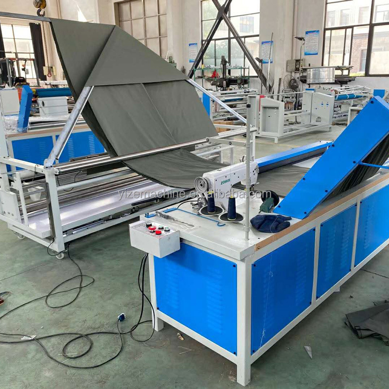 fabric leather cloth textile double edge folding and sewing stitching aligning machine