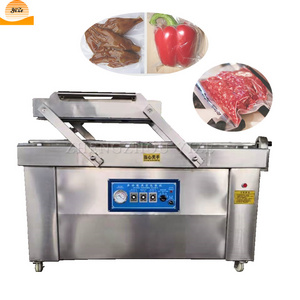 Plastic bag vacuum pack Packaging machine double chamber continuous bread egg cheese food blister vacuum packing machine