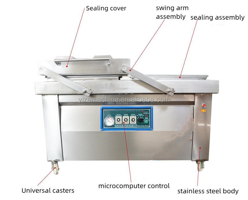 Plastic bag vacuum pack Packaging machine double chamber continuous bread egg cheese food blister vacuum packing machine