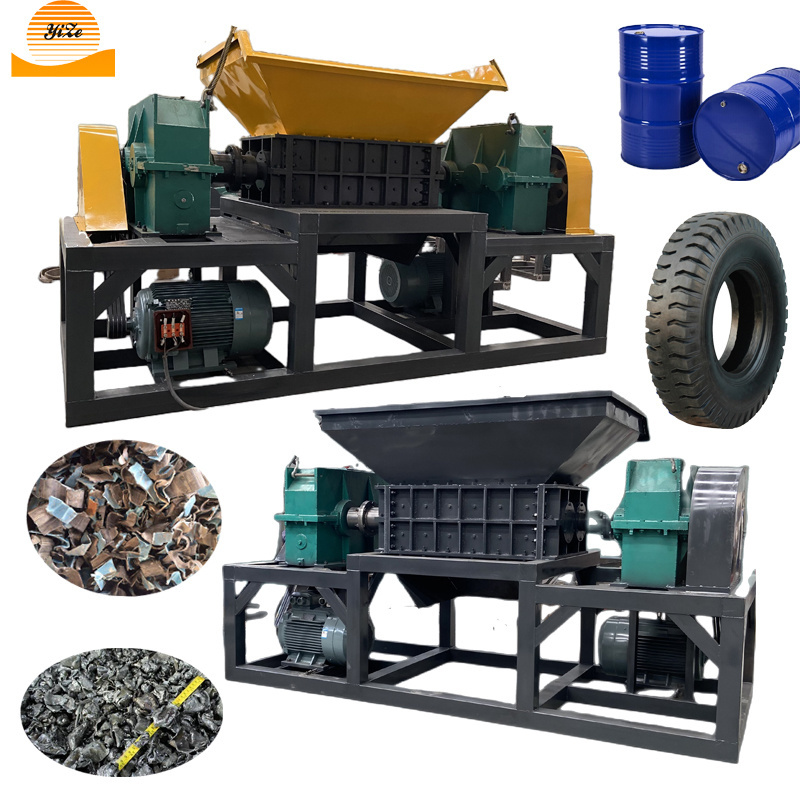 Twin shaft auto feed paper steel scrap shredder tyre recycling equipment double shaft tire plastic and used metal shredder