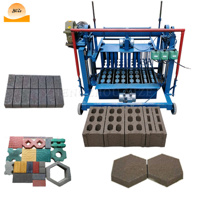 Automatic self-lifting cement paver brick making machinery solid sand concrete block making machine mobile  hollow brick maker