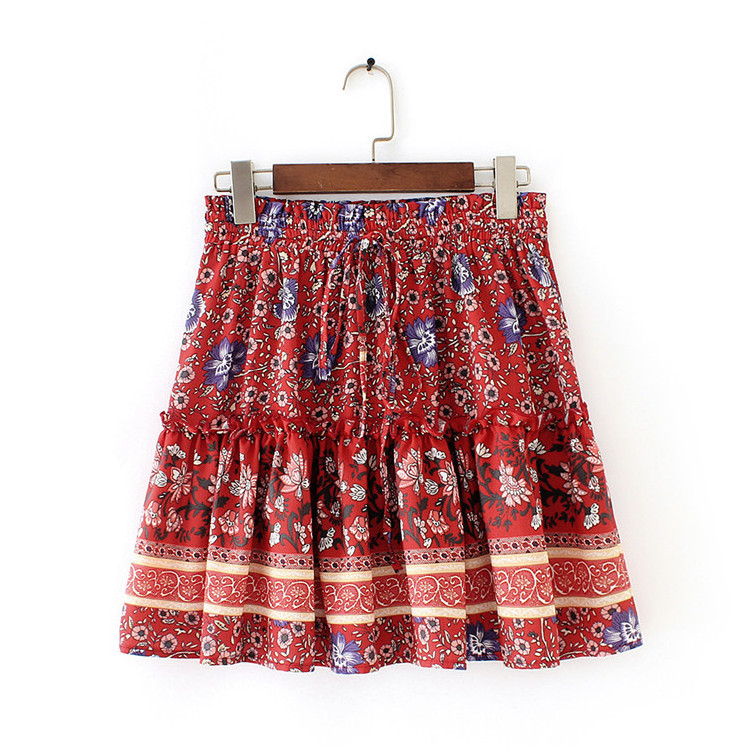 2022 New Arrival Women's Summer Cute High Waist Ruffle Swing Beach Floral Prints Mini Skirt Women S TO 3XL