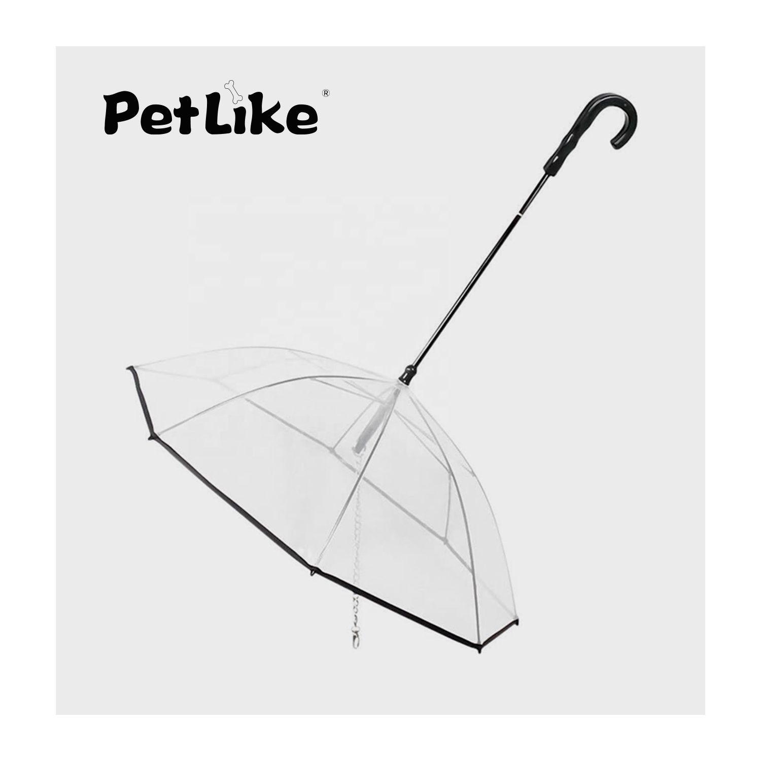 Hot Sale PetLike  Transparent clear waterproof pet rain dog cat umbrella with leash