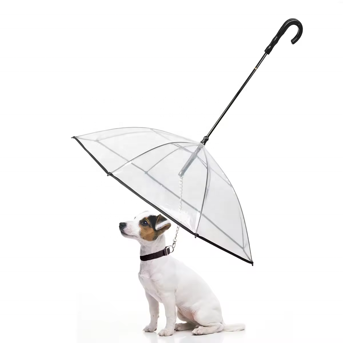 Hot Sale PetLike  Transparent clear waterproof pet rain dog cat umbrella with leash