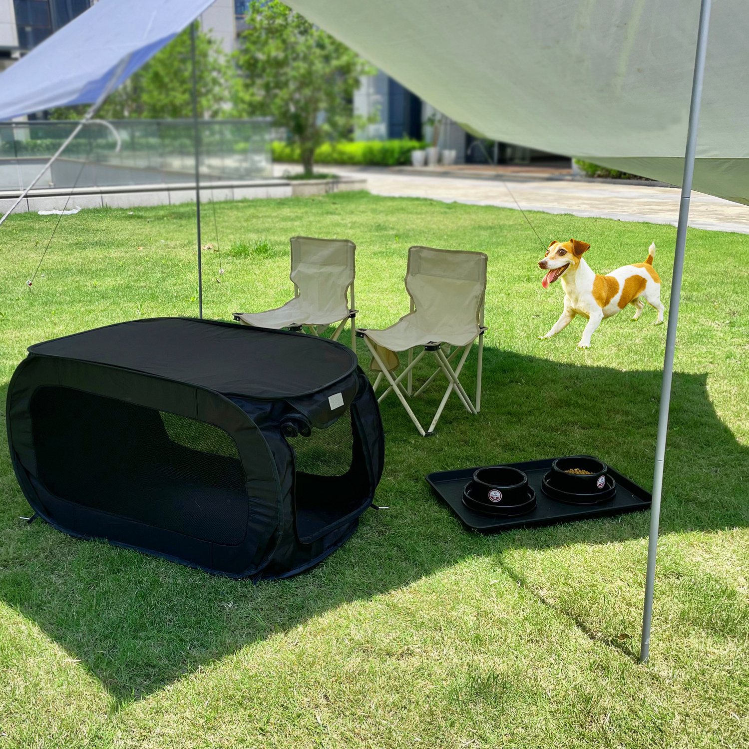 PETLIKE Pop Up Dog Kennels Large Dog Bed, Portable Car Seat Dog Kennel Waterproof for Indoor Outdoor Travel