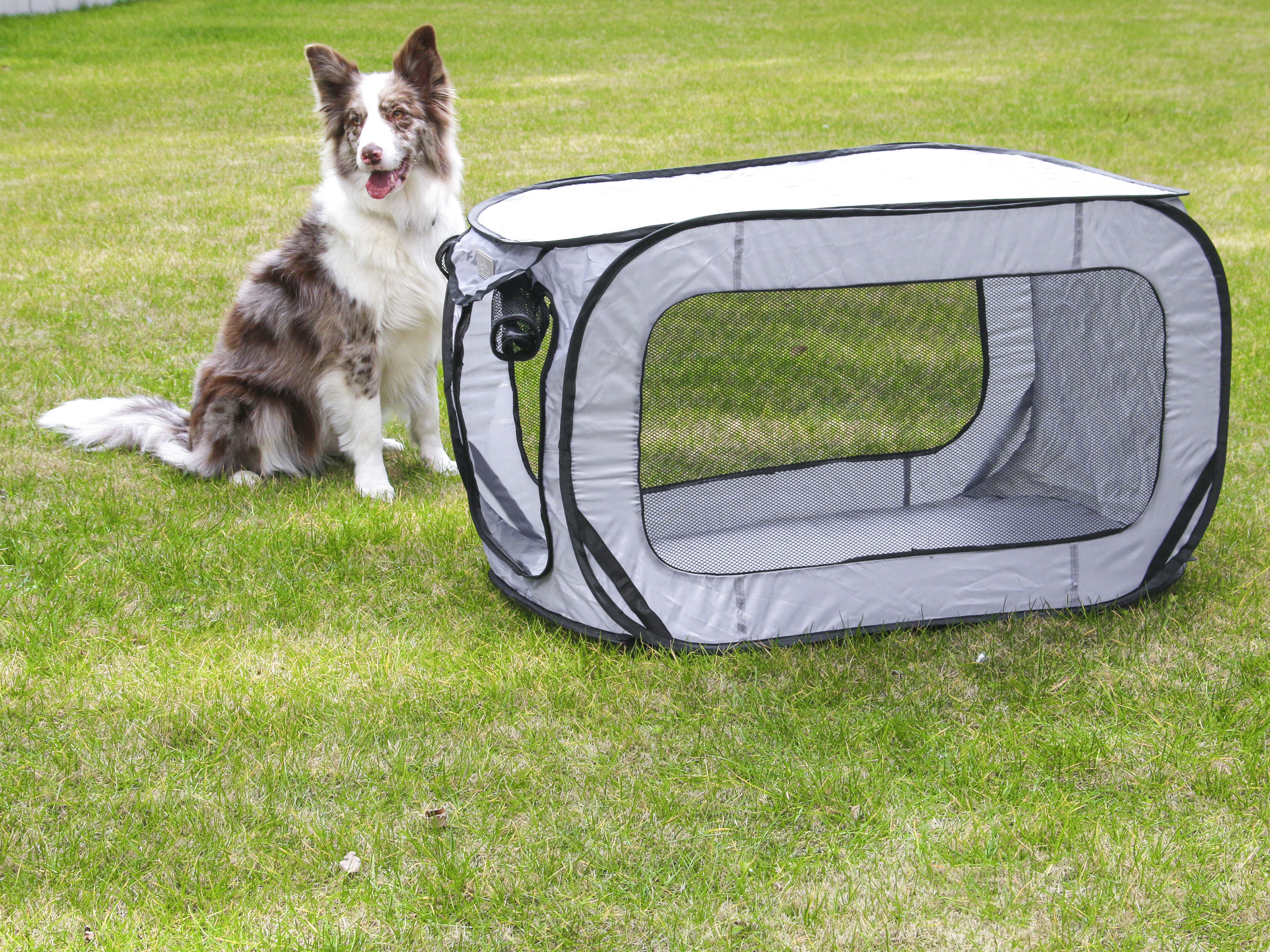 PETLIKE Pop Up Dog Kennels Large Dog Bed, Portable Car Seat Dog Kennel Waterproof for Indoor Outdoor Travel