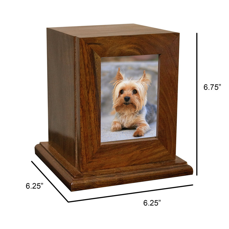 Custom Medium Size Cremation Memorial Cat And Dog Photo Frame Wooden Pet Urn