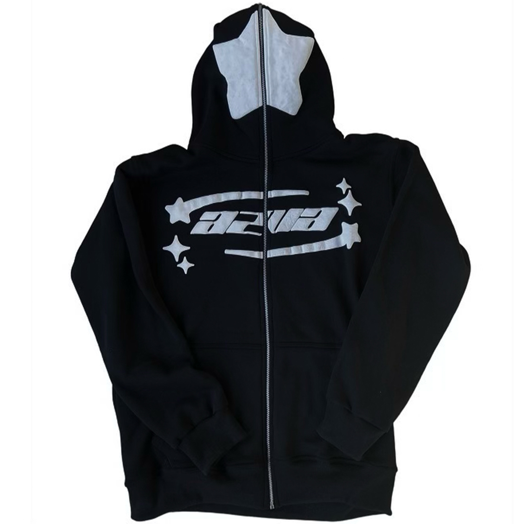 OEM Factory Wholesale Y2K 100% Cotton heavyweight custom star puff print full face zip up hoodie for men