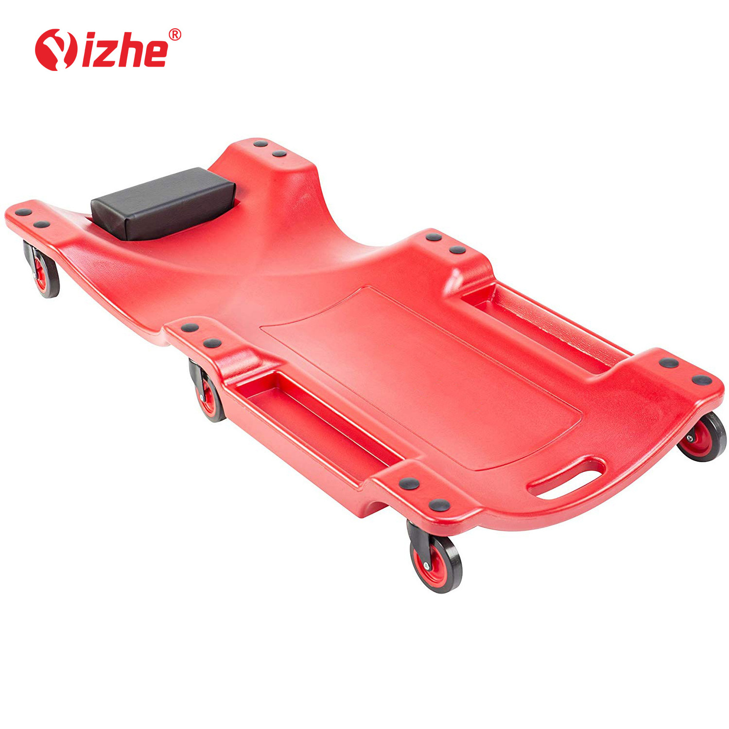 YIZHE Plastic Car Mechanic Creeper 40 Inch with Padded Headrest & Dual Tool Trays