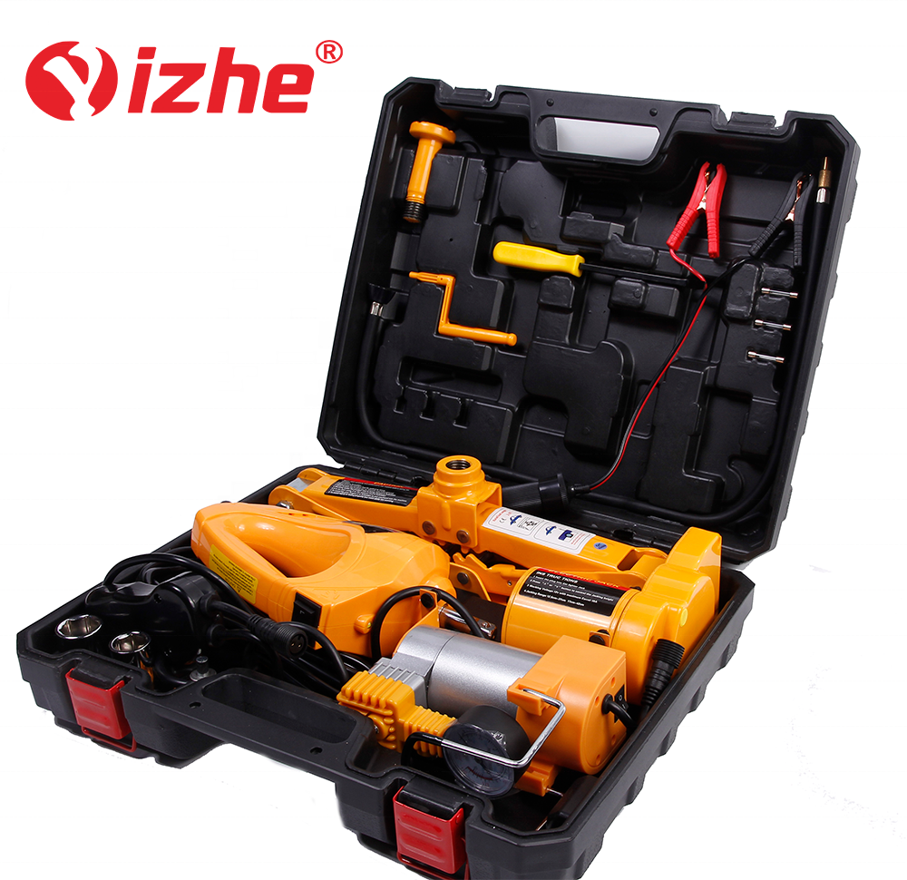 3 in 1 Electric Jack with Air pump and Eclctric Impact Wrench Car Jack Lift 12v Electric Jack 3 Tons