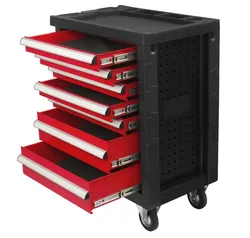 7-Drawer Trolley Box Ball Bearing Slides Locking System Tool Chest Professional Metal Tool Cabinet