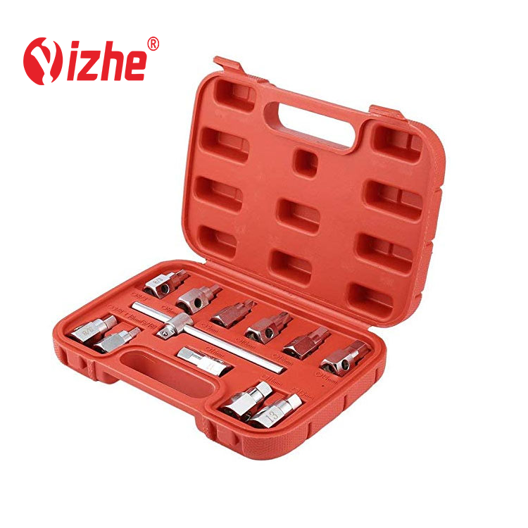 Oil Drain Pipe Plug Socket Set Screws Removal Tool 12 PCS Triangle Square Hexagon T-bar Remover Sleeve Special Tools